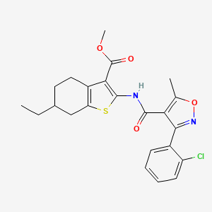 molecular formula C23H23ClN2O4S B11586969 Methyl 2-({[3-(2-chlorophenyl)-5-methyl-1,2-oxazol-4-yl]carbonyl}amino)-6-ethyl-4,5,6,7-tetrahydro-1-benzothiophene-3-carboxylate 