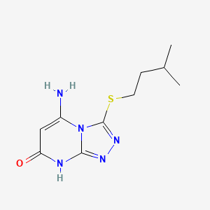 molecular formula C10H15N5OS B11586970 5-Amino-3-(isopentylsulfanyl)[1,2,4]triazolo[4,3-a]pyrimidin-7-ol 