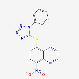 molecular formula C16H10N6O2S B11587019 8-nitro-5-[(1-phenyl-1H-tetrazol-5-yl)sulfanyl]quinoline 