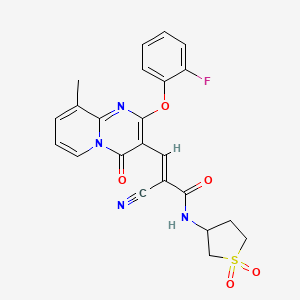 molecular formula C23H19FN4O5S B11587054 (2E)-2-cyano-N-(1,1-dioxidotetrahydrothiophen-3-yl)-3-[2-(2-fluorophenoxy)-9-methyl-4-oxo-4H-pyrido[1,2-a]pyrimidin-3-yl]prop-2-enamide 