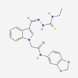 molecular formula C21H21N5O3S B11587064 N-(1,3-benzodioxol-5-yl)-2-(3-{(Z)-[2-(ethylcarbamothioyl)hydrazinylidene]methyl}-1H-indol-1-yl)acetamide 