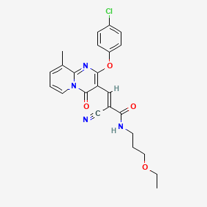 (2E)-3-[2-(4-chlorophenoxy)-9-methyl-4-oxo-4H-pyrido[1,2-a]pyrimidin-3-yl]-2-cyano-N-(3-ethoxypropyl)prop-2-enamide