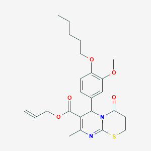 molecular formula C24H30N2O5S B11587106 prop-2-en-1-yl 6-[3-methoxy-4-(pentyloxy)phenyl]-8-methyl-4-oxo-3,4-dihydro-2H,6H-pyrimido[2,1-b][1,3]thiazine-7-carboxylate 