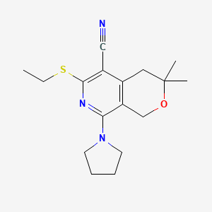 6-(ethylsulfanyl)-3,3-dimethyl-8-(pyrrolidin-1-yl)-3,4-dihydro-1H-pyrano[3,4-c]pyridine-5-carbonitrile