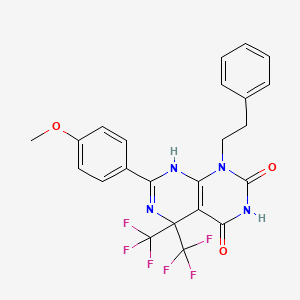 7-(4-methoxyphenyl)-1-(2-phenylethyl)-5,5-bis(trifluoromethyl)-5,8-dihydropyrimido[4,5-d]pyrimidine-2,4(1H,3H)-dione