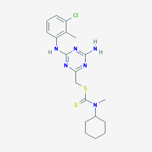 {4-Amino-6-[(3-chloro-2-methylphenyl)amino]-1,3,5-triazin-2-yl}methyl cyclohexyl(methyl)dithiocarbamate