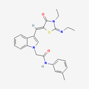 molecular formula C25H26N4O2S B11587217 2-(3-{(Z)-[(2Z)-3-ethyl-2-(ethylimino)-4-oxo-1,3-thiazolidin-5-ylidene]methyl}-1H-indol-1-yl)-N-(3-methylphenyl)acetamide 