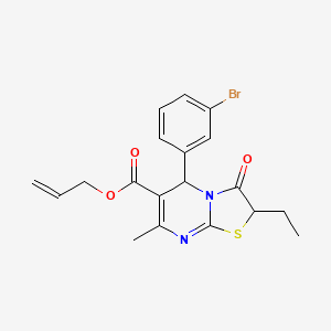 molecular formula C19H19BrN2O3S B11587225 allyl 5-(3-bromophenyl)-2-ethyl-7-methyl-3-oxo-2,3-dihydro-5H-[1,3]thiazolo[3,2-a]pyrimidine-6-carboxylate 