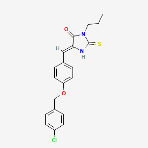 molecular formula C20H19ClN2O2S B11587269 (5Z)-5-{4-[(4-chlorobenzyl)oxy]benzylidene}-3-propyl-2-thioxoimidazolidin-4-one 