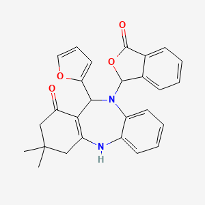 11-(2-Furyl)-3,3-dimethyl-10-(3-oxo-1,3-dihydro-1-isobenzofuranyl)-2,3,4,5,10,11-hexahydro-1H-dibenzo[B,E][1,4]diazepin-1-one