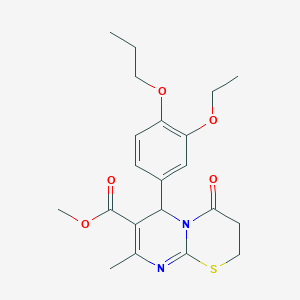 molecular formula C21H26N2O5S B11587290 methyl 6-(3-ethoxy-4-propoxyphenyl)-8-methyl-4-oxo-3,4-dihydro-2H,6H-pyrimido[2,1-b][1,3]thiazine-7-carboxylate CAS No. 609795-92-8