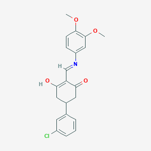 molecular formula C21H20ClNO4 B11587326 5-(3-Chlorophenyl)-2-{[(3,4-dimethoxyphenyl)amino]methylidene}cyclohexane-1,3-dione 