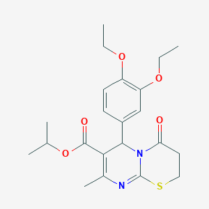 molecular formula C22H28N2O5S B11587332 propan-2-yl 6-(3,4-diethoxyphenyl)-8-methyl-4-oxo-3,4-dihydro-2H,6H-pyrimido[2,1-b][1,3]thiazine-7-carboxylate 