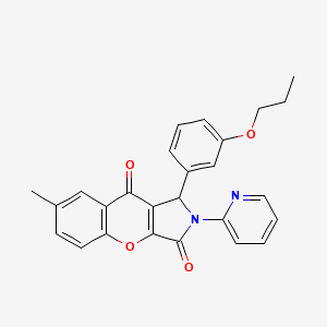 molecular formula C26H22N2O4 B11587375 7-Methyl-1-(3-propoxyphenyl)-2-(pyridin-2-yl)-1,2-dihydrochromeno[2,3-c]pyrrole-3,9-dione 