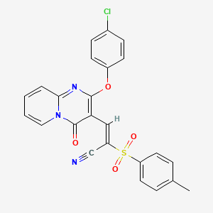 (2E)-3-[2-(4-chlorophenoxy)-4-oxo-4H-pyrido[1,2-a]pyrimidin-3-yl]-2-[(4-methylphenyl)sulfonyl]prop-2-enenitrile