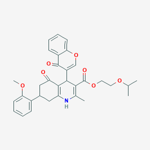 molecular formula C32H33NO7 B11587401 2-(propan-2-yloxy)ethyl 7-(2-methoxyphenyl)-2-methyl-5-oxo-4-(4-oxo-4H-chromen-3-yl)-1,4,5,6,7,8-hexahydroquinoline-3-carboxylate 