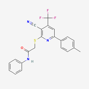 molecular formula C22H16F3N3OS B11587409 2-{[3-cyano-6-(4-methylphenyl)-4-(trifluoromethyl)pyridin-2-yl]sulfanyl}-N-phenylacetamide CAS No. 618075-74-4