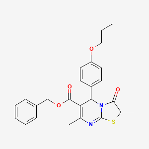 molecular formula C25H26N2O4S B11587498 benzyl 2,7-dimethyl-3-oxo-5-(4-propoxyphenyl)-2,3-dihydro-5H-[1,3]thiazolo[3,2-a]pyrimidine-6-carboxylate 