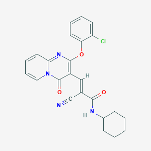 molecular formula C24H21ClN4O3 B11587512 (2E)-3-[2-(2-chlorophenoxy)-4-oxo-4H-pyrido[1,2-a]pyrimidin-3-yl]-2-cyano-N-cyclohexylprop-2-enamide 