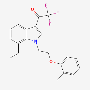 molecular formula C21H20F3NO2 B11587527 1-{7-ethyl-1-[2-(2-methylphenoxy)ethyl]-1H-indol-3-yl}-2,2,2-trifluoroethanone 