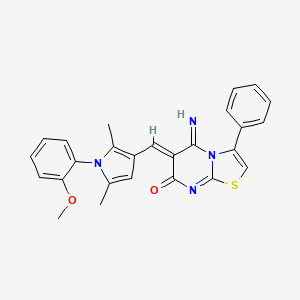 (6Z)-5-imino-6-{[1-(2-methoxyphenyl)-2,5-dimethyl-1H-pyrrol-3-yl]methylidene}-3-phenyl-5,6-dihydro-7H-[1,3]thiazolo[3,2-a]pyrimidin-7-one