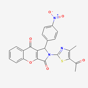 molecular formula C23H15N3O6S B11587622 2-(5-Acetyl-4-methyl-1,3-thiazol-2-yl)-1-(4-nitrophenyl)-1,2-dihydrochromeno[2,3-c]pyrrole-3,9-dione 