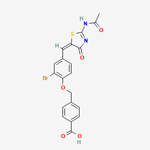 molecular formula C20H15BrN2O5S B11587641 4-[(4-{(E)-[2-(acetylamino)-4-oxo-1,3-thiazol-5(4H)-ylidene]methyl}-2-bromophenoxy)methyl]benzoic acid 