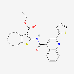 ethyl 2-({[2-(thiophen-2-yl)quinolin-4-yl]carbonyl}amino)-5,6,7,8-tetrahydro-4H-cyclohepta[b]thiophene-3-carboxylate