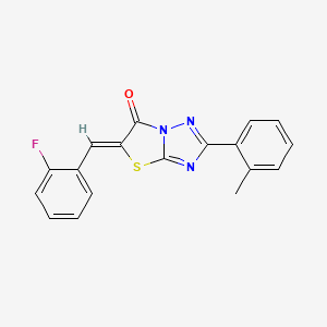 molecular formula C18H12FN3OS B11587647 (5Z)-5-(2-fluorobenzylidene)-2-(2-methylphenyl)[1,3]thiazolo[3,2-b][1,2,4]triazol-6(5H)-one 