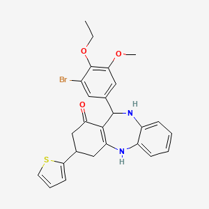 molecular formula C26H25BrN2O3S B11587653 11-(3-Bromo-4-ethoxy-5-methoxyphenyl)-3-(2-thienyl)-2,3,4,5,10,11-hexahydro-1H-dibenzo[B,E][1,4]diazepin-1-one 