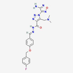 molecular formula C22H22FN9O3 B11587656 1-(4-amino-1,2,5-oxadiazol-3-yl)-5-[(dimethylamino)methyl]-N'-[(E)-{4-[(4-fluorobenzyl)oxy]phenyl}methylidene]-1H-1,2,3-triazole-4-carbohydrazide 