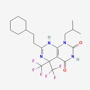 7-(2-Cyclohexyl-ethyl)-1-isobutyl-5,5-bis-trifluoromethyl-5,8-dihydro-1H-pyrimido[4,5-d]pyrimidine-2,4-dione