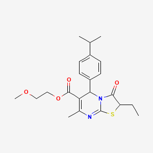 2-methoxyethyl 2-ethyl-7-methyl-3-oxo-5-[4-(propan-2-yl)phenyl]-2,3-dihydro-5H-[1,3]thiazolo[3,2-a]pyrimidine-6-carboxylate