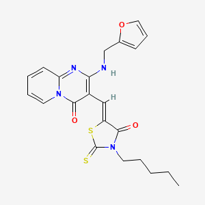 molecular formula C22H22N4O3S2 B11587713 2-[(2-furylmethyl)amino]-3-[(Z)-(4-oxo-3-pentyl-2-thioxo-1,3-thiazolidin-5-ylidene)methyl]-4H-pyrido[1,2-a]pyrimidin-4-one 