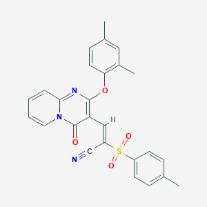 (2E)-3-[2-(2,4-dimethylphenoxy)-4-oxo-4H-pyrido[1,2-a]pyrimidin-3-yl]-2-[(4-methylphenyl)sulfonyl]prop-2-enenitrile