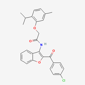 molecular formula C27H24ClNO4 B11587751 N-{2-[(4-chlorophenyl)carbonyl]-1-benzofuran-3-yl}-2-[5-methyl-2-(propan-2-yl)phenoxy]acetamide 