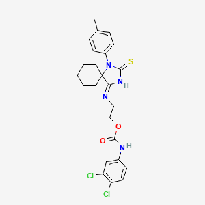 molecular formula C24H26Cl2N4O2S B11587770 2-{[(4Z)-1-(4-methylphenyl)-2-thioxo-1,3-diazaspiro[4.5]dec-4-ylidene]amino}ethyl (3,4-dichlorophenyl)carbamate 