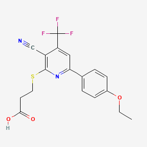 3-{[3-Cyano-6-(4-ethoxyphenyl)-4-(trifluoromethyl)pyridin-2-yl]sulfanyl}propanoic acid