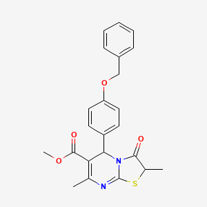 molecular formula C23H22N2O4S B11587821 methyl 5-[4-(benzyloxy)phenyl]-2,7-dimethyl-3-oxo-2,3-dihydro-5H-[1,3]thiazolo[3,2-a]pyrimidine-6-carboxylate 