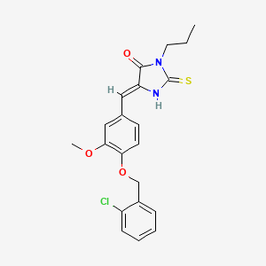 molecular formula C21H21ClN2O3S B11587842 (5Z)-5-({4-[(2-Chlorophenyl)methoxy]-3-methoxyphenyl}methylidene)-3-propyl-2-sulfanylideneimidazolidin-4-one 