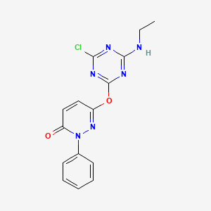 molecular formula C15H13ClN6O2 B11587847 6-{[4-chloro-6-(ethylamino)-1,3,5-triazin-2-yl]oxy}-2-phenylpyridazin-3(2H)-one 