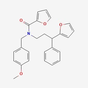 molecular formula C26H25NO4 B11587854 N-[3-(furan-2-yl)-3-phenylpropyl]-N-[(4-methoxyphenyl)methyl]furan-2-carboxamide 