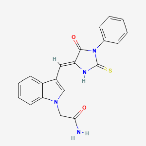 molecular formula C20H16N4O2S B11587890 2-{3-[(Z)-(5-oxo-1-phenyl-2-thioxoimidazolidin-4-ylidene)methyl]-1H-indol-1-yl}acetamide 