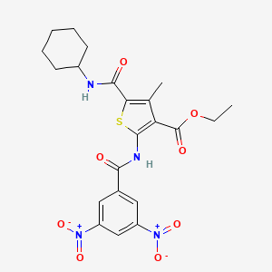 molecular formula C22H24N4O8S B11587933 Ethyl 5-(cyclohexylcarbamoyl)-2-{[(3,5-dinitrophenyl)carbonyl]amino}-4-methylthiophene-3-carboxylate 