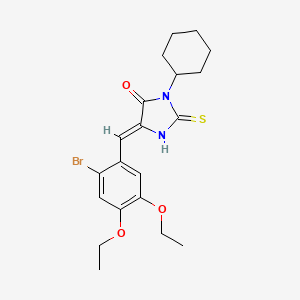 (5Z)-5-[(2-bromo-4,5-diethoxyphenyl)methylidene]-3-cyclohexyl-2-sulfanylideneimidazolidin-4-one