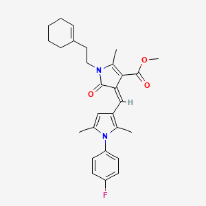 molecular formula C28H31FN2O3 B11587960 methyl (4Z)-1-[2-(cyclohex-1-en-1-yl)ethyl]-4-{[1-(4-fluorophenyl)-2,5-dimethyl-1H-pyrrol-3-yl]methylidene}-2-methyl-5-oxo-4,5-dihydro-1H-pyrrole-3-carboxylate 