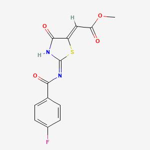 molecular formula C13H9FN2O4S B11587979 methyl (2Z)-2-[2-[(4-fluorobenzoyl)amino]-4-oxo-1,3-thiazol-5-ylidene]acetate 