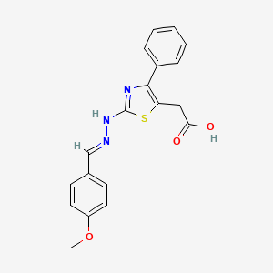 {2-[(2E)-2-(4-methoxybenzylidene)hydrazinyl]-4-phenyl-1,3-thiazol-5-yl}acetic acid