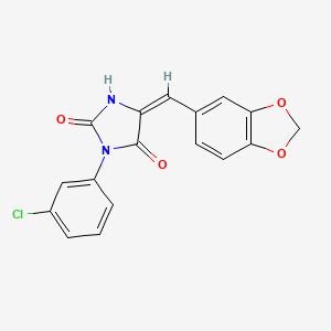 (5E)-5-(1,3-benzodioxol-5-ylmethylidene)-3-(3-chlorophenyl)imidazolidine-2,4-dione