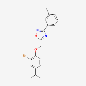 molecular formula C19H19BrN2O2 B11588046 5-{[2-Bromo-4-(propan-2-yl)phenoxy]methyl}-3-(3-methylphenyl)-1,2,4-oxadiazole 